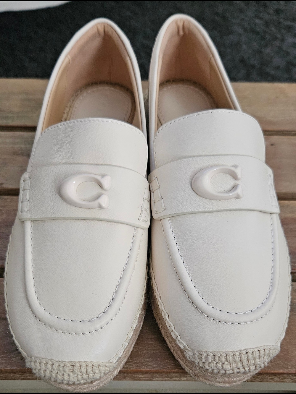 Coach Cream Espadrille Loafers with Signature C. Size: 6.5 - Picture 7 of 16